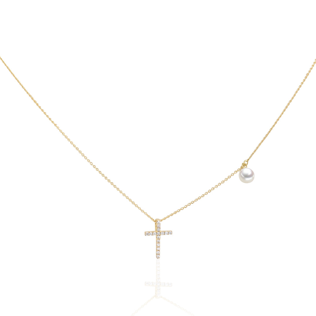 Akoya Halskette "Little Cross"